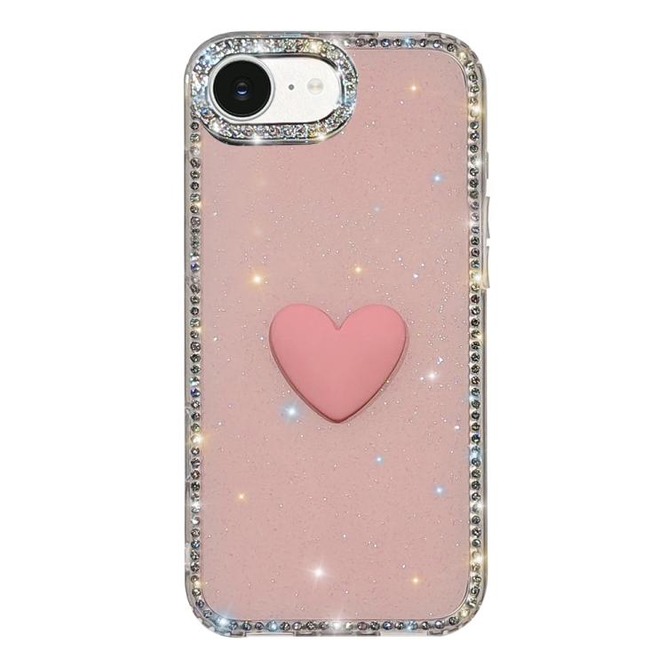 For iPhone 17e / 16e Flash Rhinestone Double-sided IMD Love Heart Phone Case