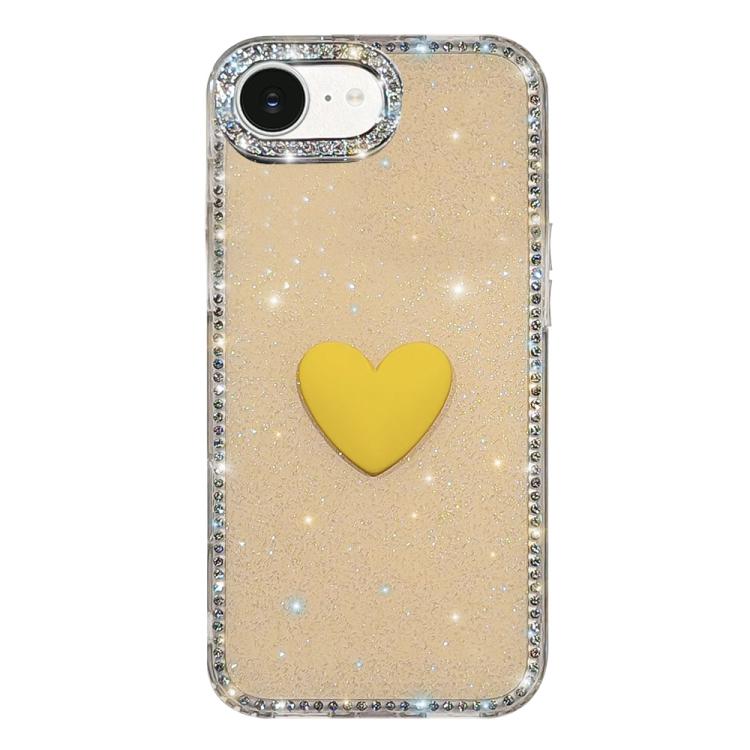 For iPhone 17e / 16e Flash Rhinestone Double-sided IMD Love Heart Phone Case