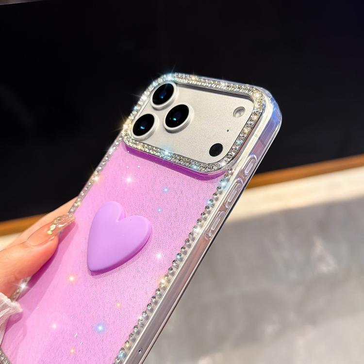 For iPhone 17e / 16e Flash Rhinestone Double-sided IMD Love Heart Phone Case