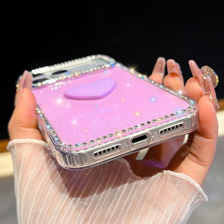 For iPhone 17e / 16e Flash Rhinestone Double-sided IMD Love Heart Phone Case