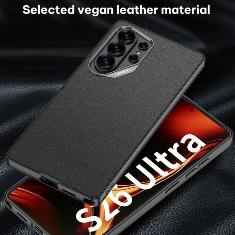 For Samsung Galaxy S26 Ultra 5G GKK Large Camera Hole Metal Paint Skin Feel Vegan Leather Phone Case, Without Pen