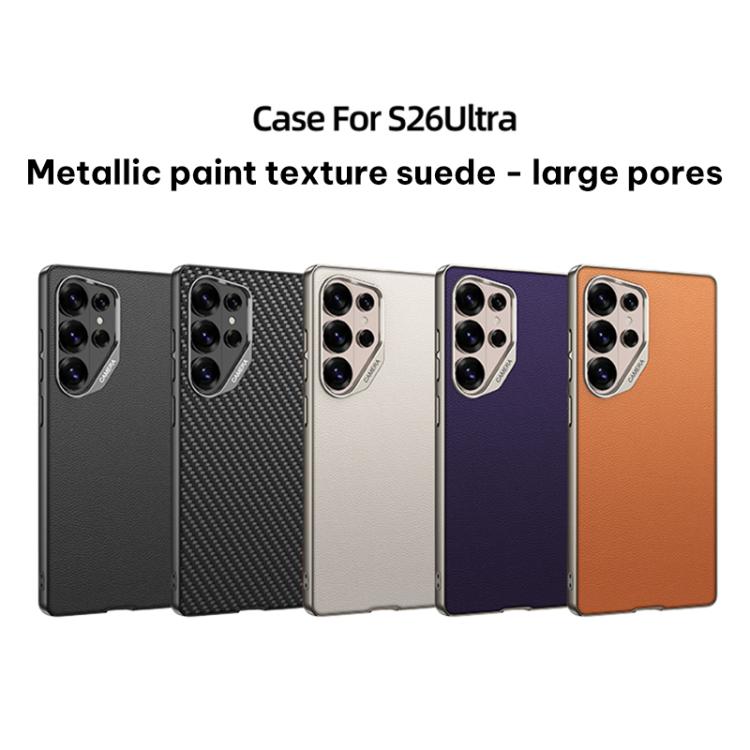 For Samsung Galaxy S26 Ultra 5G GKK Large Camera Hole Metal Paint Skin Feel Vegan Leather Phone Case, Without Pen