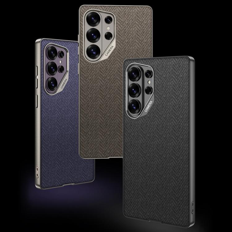 For Samsung Galaxy S26 Ultra 5G GKK Large Camera Hole Metal Paint Skin Feel Vegan Leather Nylon Fabric Phone Case, Without Pen