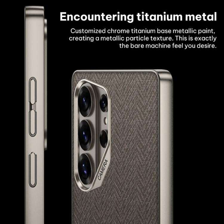 For Samsung Galaxy S26 Ultra 5G GKK Large Camera Hole Metal Paint Skin Feel Vegan Leather Nylon Fabric Phone Case, Without Pen