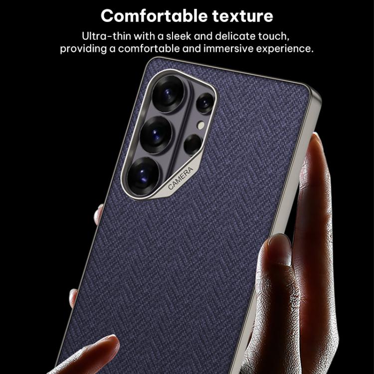 For Samsung Galaxy S26 Ultra 5G GKK Large Camera Hole Metal Paint Skin Feel Vegan Leather Nylon Fabric Phone Case, Without Pen
