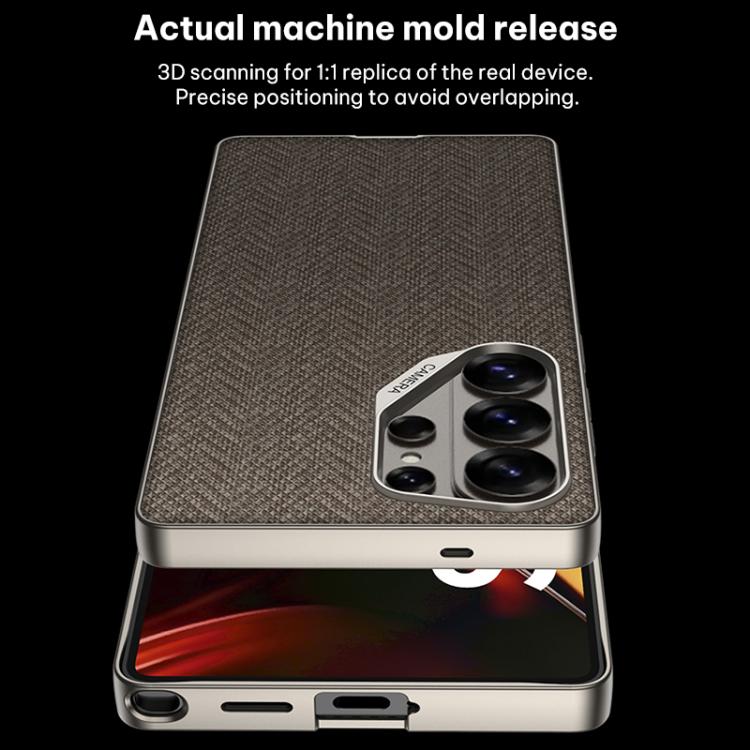 For Samsung Galaxy S26 Ultra 5G GKK Large Camera Hole Metal Paint Skin Feel Vegan Leather Nylon Fabric Phone Case, Without Pen
