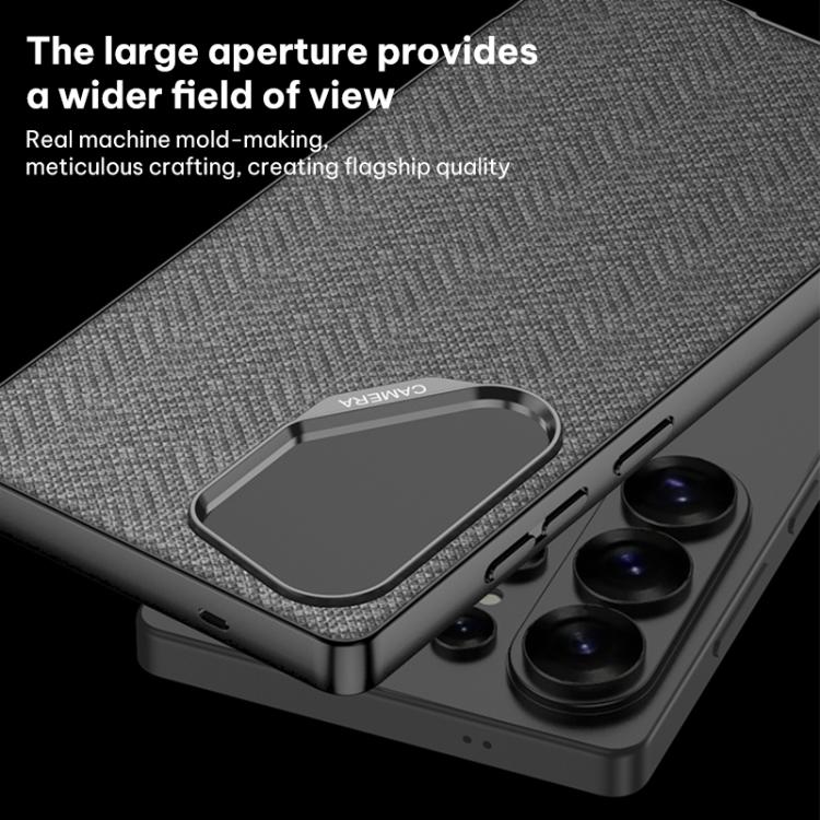 For Samsung Galaxy S26 Ultra 5G GKK Large Camera Hole Metal Paint Skin Feel Vegan Leather Nylon Fabric Phone Case, Without Pen