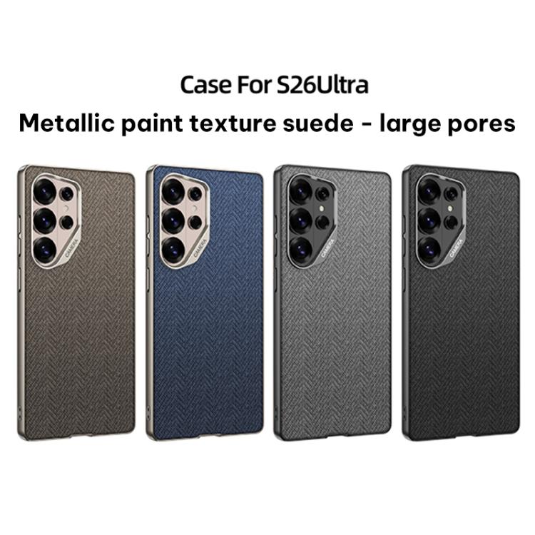 For Samsung Galaxy S26 Ultra 5G GKK Large Camera Hole Metal Paint Skin Feel Vegan Leather Nylon Fabric Phone Case, Without Pen