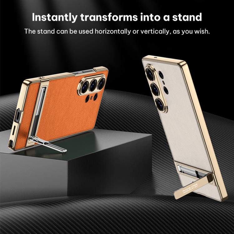 For Samsung Galaxy S26 Ultra 5G GKK Triumph Ultra-Thin Plain Leather Phone Case with Holder