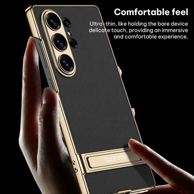For Samsung Galaxy S26 Ultra 5G GKK Triumph Ultra-Thin Plain Leather Phone Case with Holder