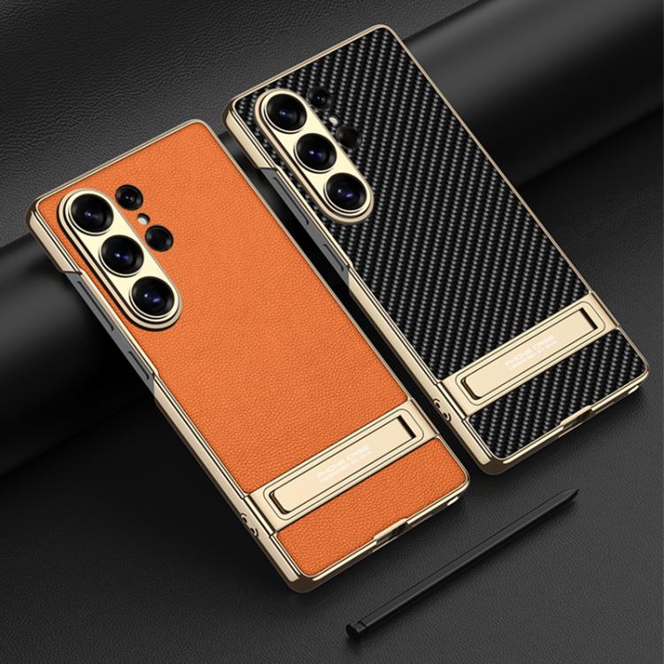 For Samsung Galaxy S26 Ultra 5G GKK Triumph Ultra-Thin Plain Leather Phone Case with Holder