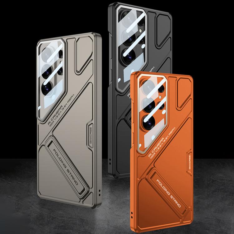 For Samsung Galaxy S26 Ultra 5G GKK Mech Style Ultra-thin Folding Holder Phone Case, Not Included Pen