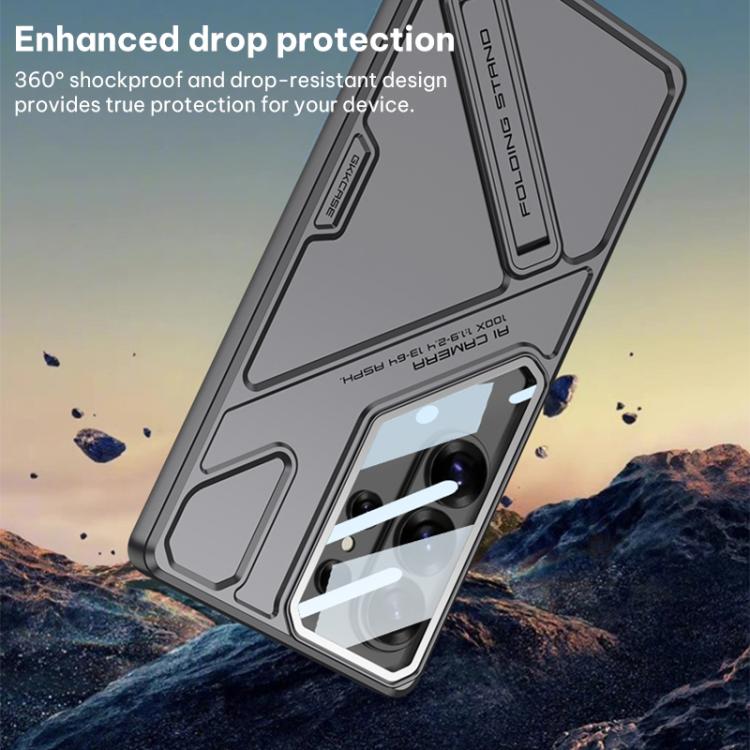 For Samsung Galaxy S26 Ultra 5G GKK Mech Style Ultra-thin Folding Holder Phone Case, Not Included Pen