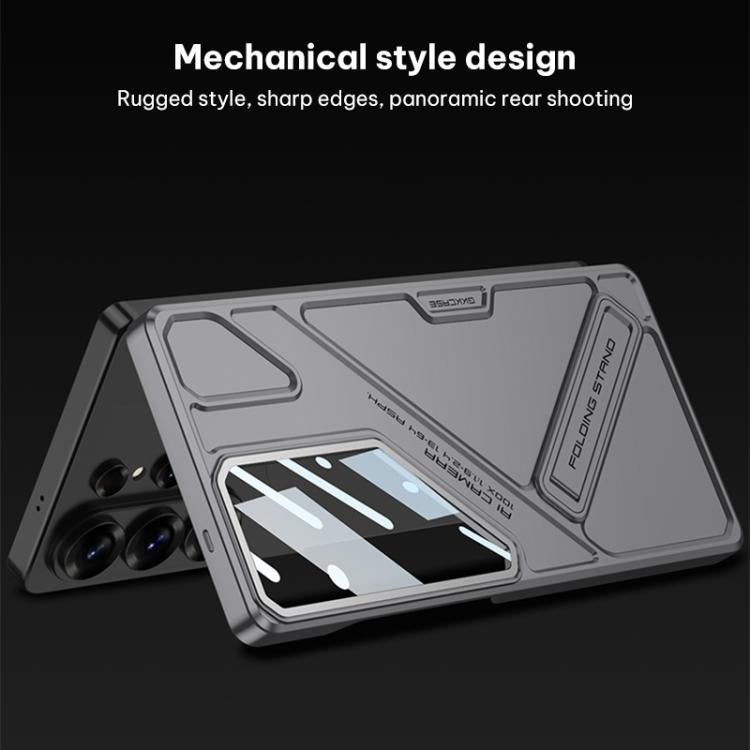 For Samsung Galaxy S26 Ultra 5G GKK Mech Style Ultra-thin Folding Holder Phone Case, Not Included Pen