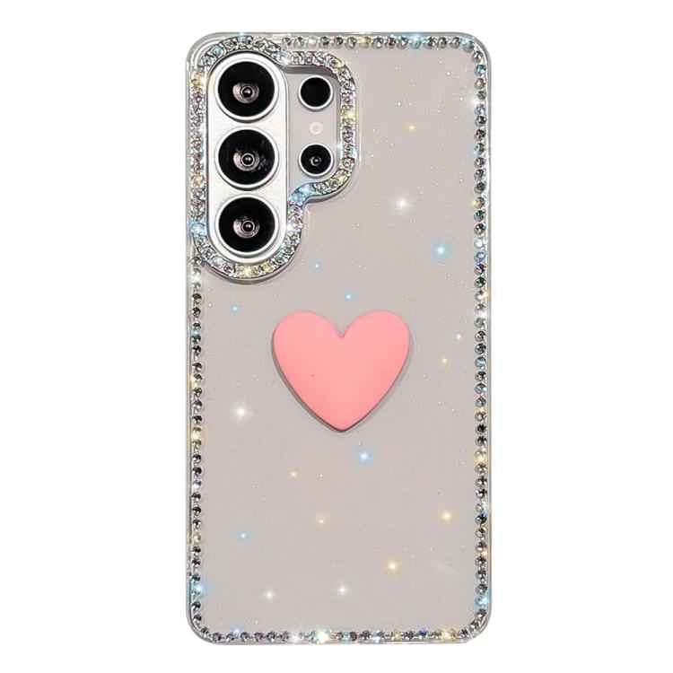 For Samsung Galaxy S26 Ultra 5G Flash Rhinestone Double-sided IMD Love Heart Phone Case