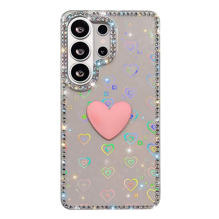 For Samsung Galaxy S26 Ultra 5G Flash Rhinestone Double-sided IMD Love Heart Phone Case