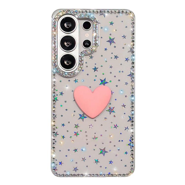 For Samsung Galaxy S26 Ultra 5G Flash Rhinestone Double-sided IMD Love Heart Phone Case