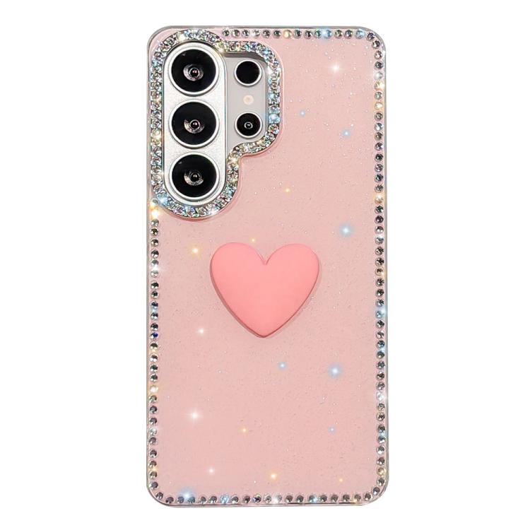 For Samsung Galaxy S26 Ultra 5G Flash Rhinestone Double-sided IMD Love Heart Phone Case