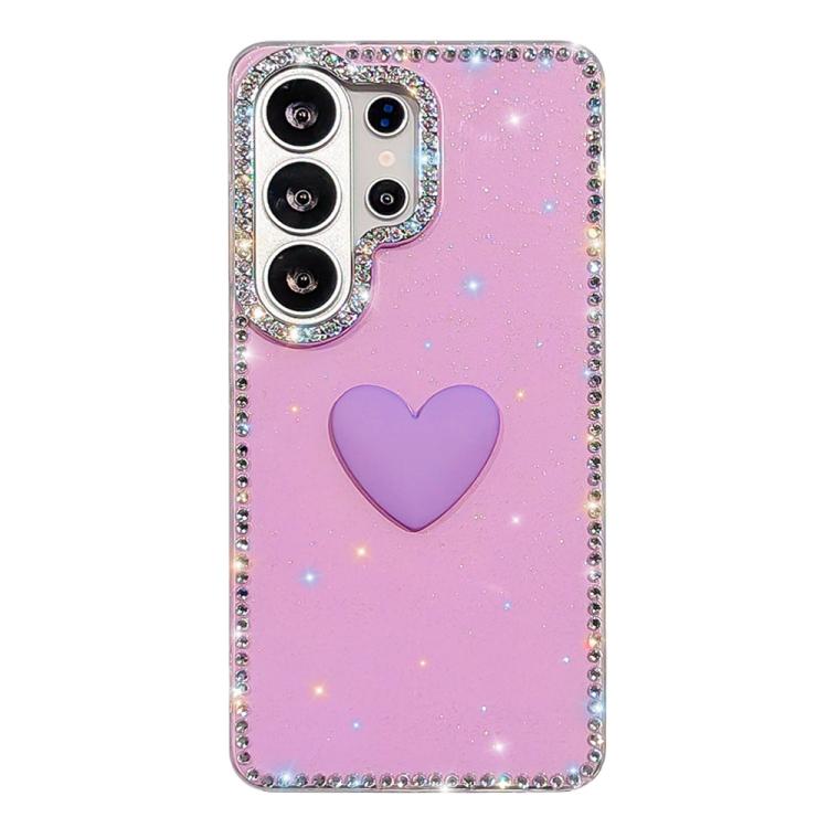 For Samsung Galaxy S24 Ultra 5G Flash Rhinestone Double-sided IMD Love Heart Phone Case