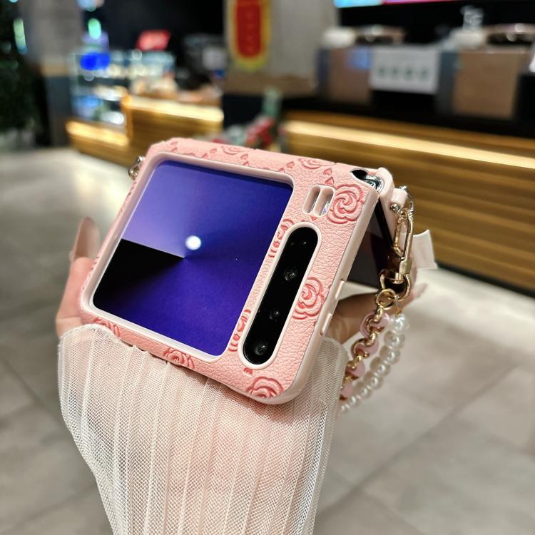 For Huawei Pura X Side Buckle Embossed Rose Phone Case with Bracelet