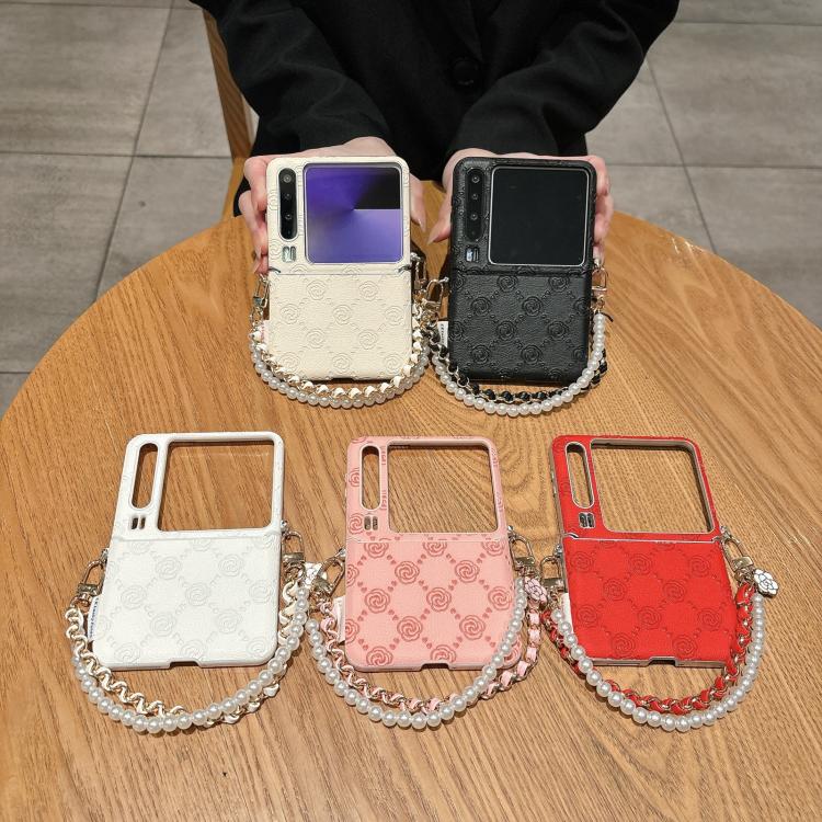 For Huawei Pura X Side Buckle Embossed Rose Phone Case with Bracelet