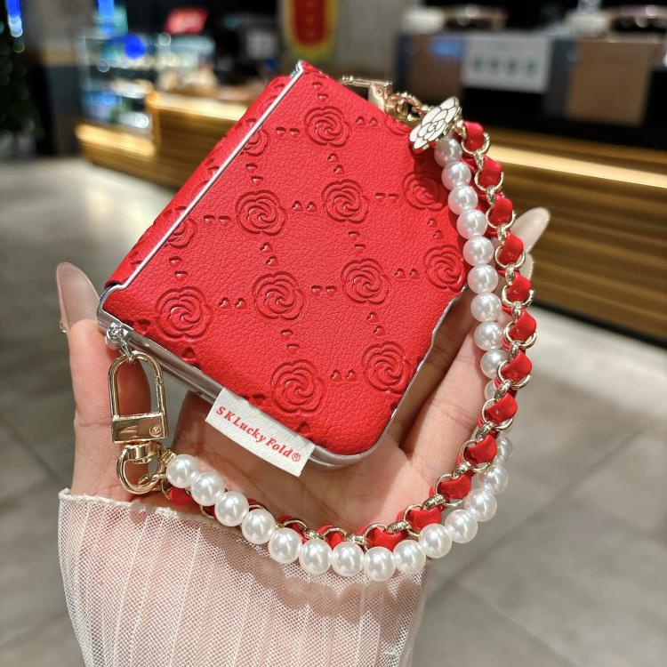 For Huawei Pura X Side Buckle Embossed Rose Phone Case with Bracelet