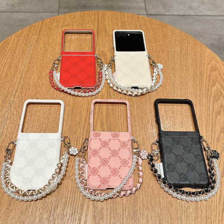 For Motorola Razr 50 / Razr 60 Side Buckle Embossed Rose Phone Case with Bracelet