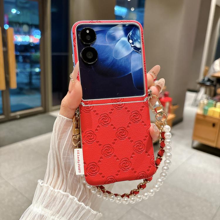 For Xiaomi Mix Flip Side Buckle Embossed Rose Phone Case with Bracelet