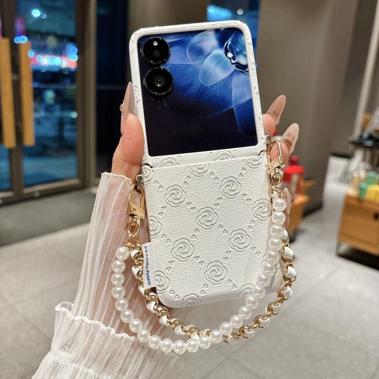 For Xiaomi Mix Flip2 Side Buckle Embossed Rose Phone Case with Bracelet