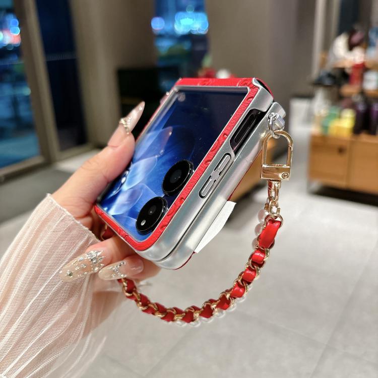 For Xiaomi Mix Flip2 Side Buckle Embossed Rose Phone Case with Bracelet