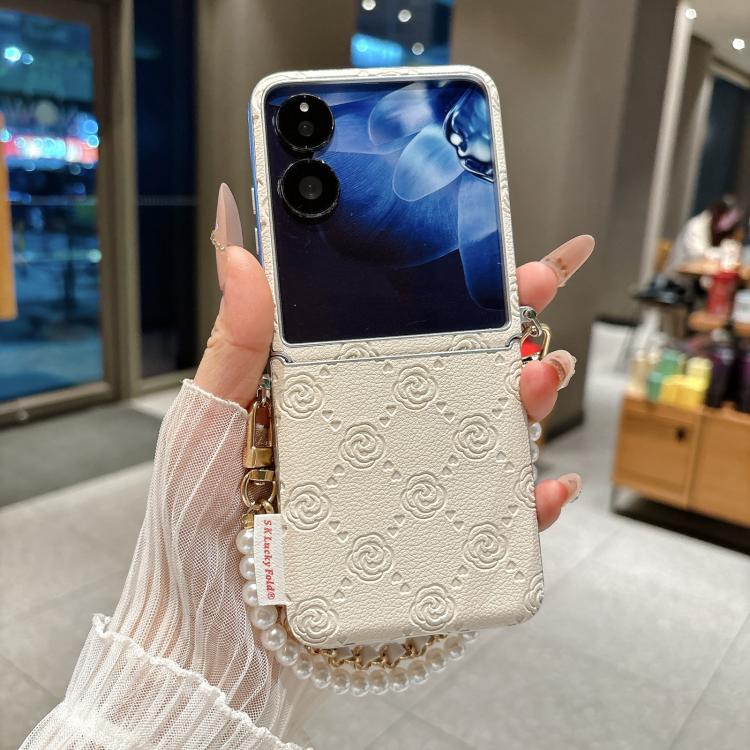 For Xiaomi Mix Flip2 Side Buckle Embossed Rose Phone Case with Bracelet