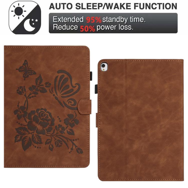 For iPad 10.2 2021 / 10.5 2019 Butterfly Loves Flowers Embossed Leather Smart Tablet Case