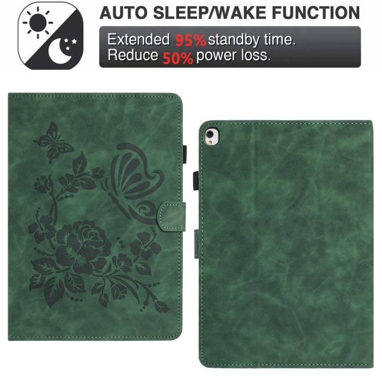 For iPad 10.2 2021 / 10.5 2019 Butterfly Loves Flowers Embossed Leather Smart Tablet Case