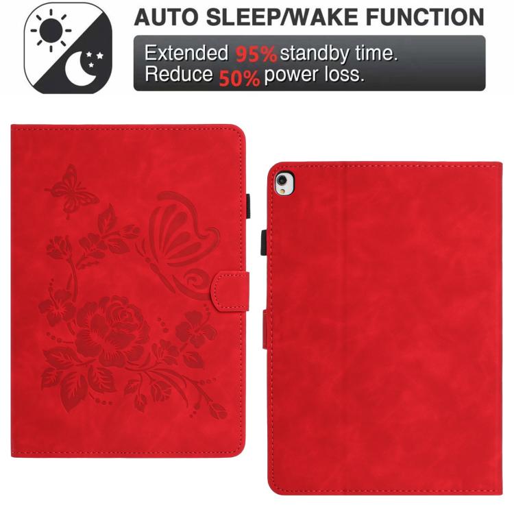 For iPad 10.2 2021 / 10.5 2019 Butterfly Loves Flowers Embossed Leather Smart Tablet Case