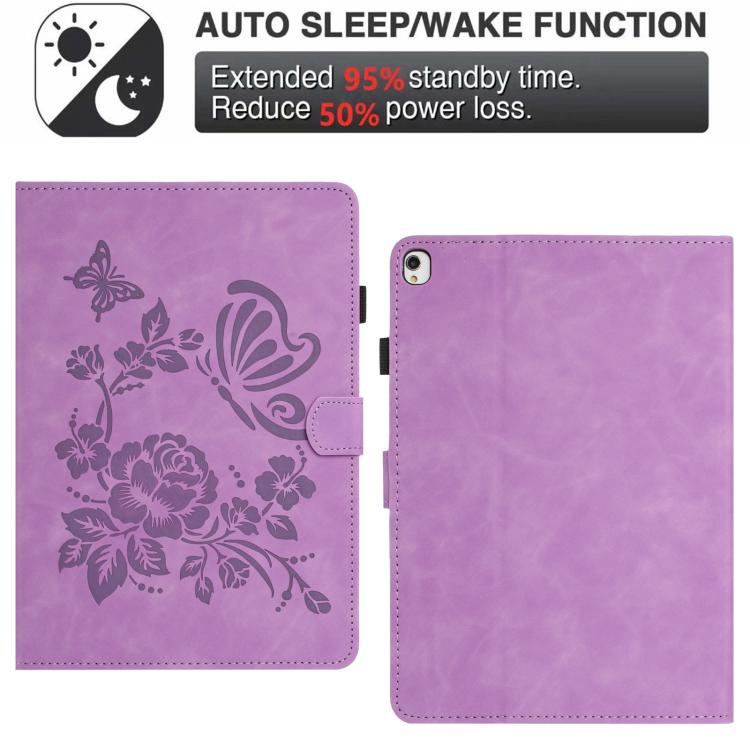 For iPad 10.2 2021 / 10.5 2019 Butterfly Loves Flowers Embossed Leather Smart Tablet Case