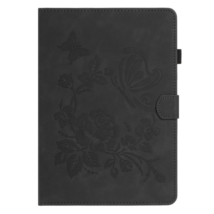 For iPad 9.7 2018 / 2017 Butterfly Loves Flowers Embossed Leather Smart Tablet Case