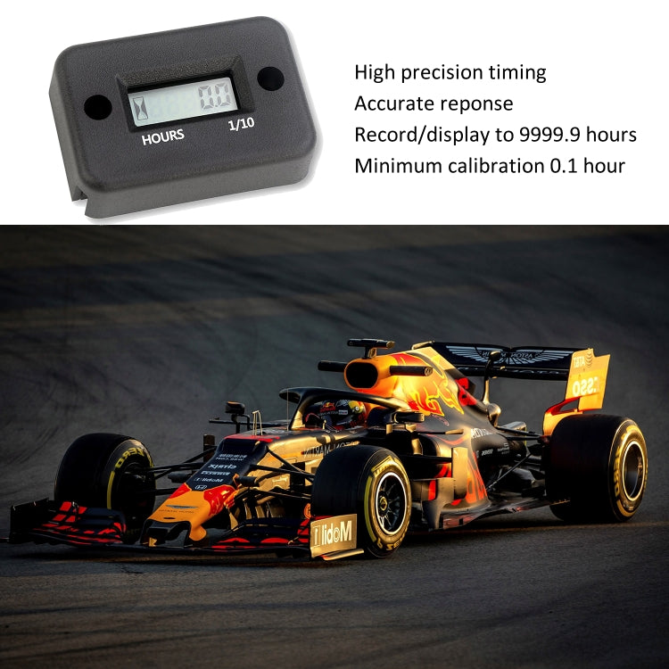 CS-1180A1 DJ-101 Motorcycle Motorboat ATV Petrol Engine Waterproof LCD Sensor Hour Meter Timer(Black)