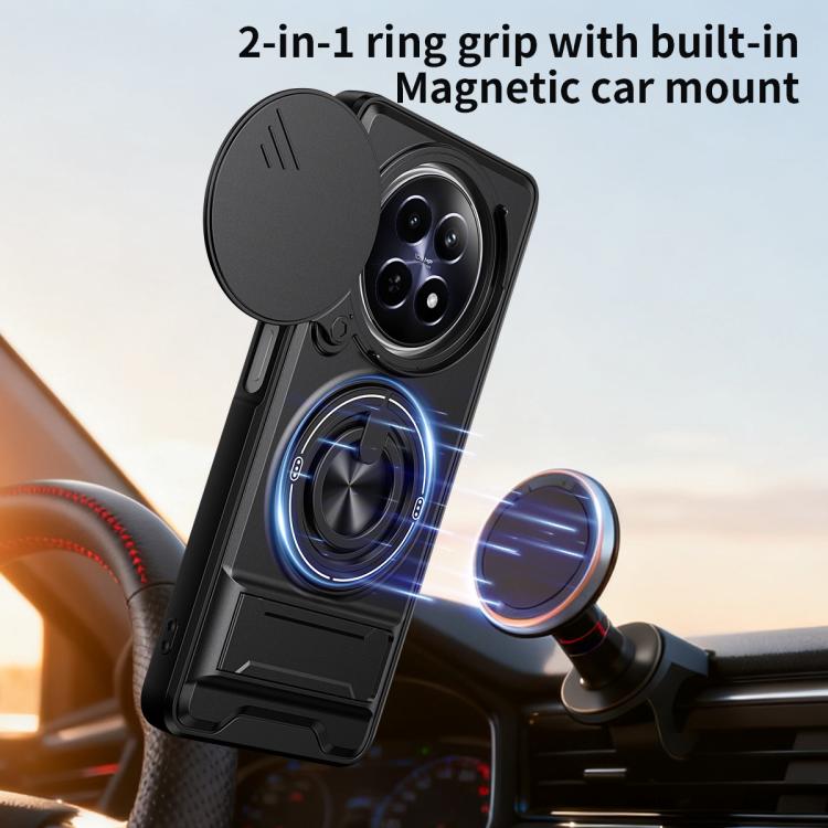 For Realme 12 5G Lens Sliding Window Multifunctional Magnetic Shockproof Phone Case