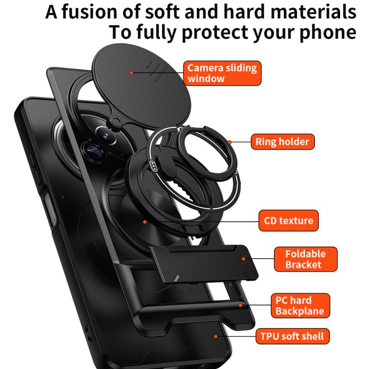 For Realme 12 5G Lens Sliding Window Multifunctional Magnetic Shockproof Phone Case