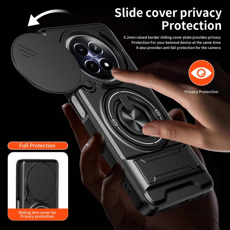 For Realme 12 5G Lens Sliding Window Multifunctional Magnetic Shockproof Phone Case