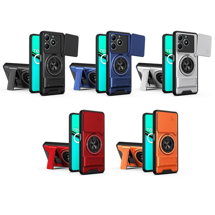 For Realme C61 4G Global / C63 Lens Sliding Window Multifunctional Magnetic Shockproof Phone Case