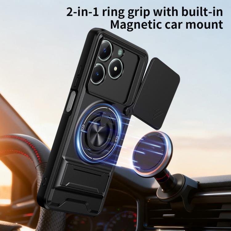 For Realme C61 4G Global / C63 Lens Sliding Window Multifunctional Magnetic Shockproof Phone Case