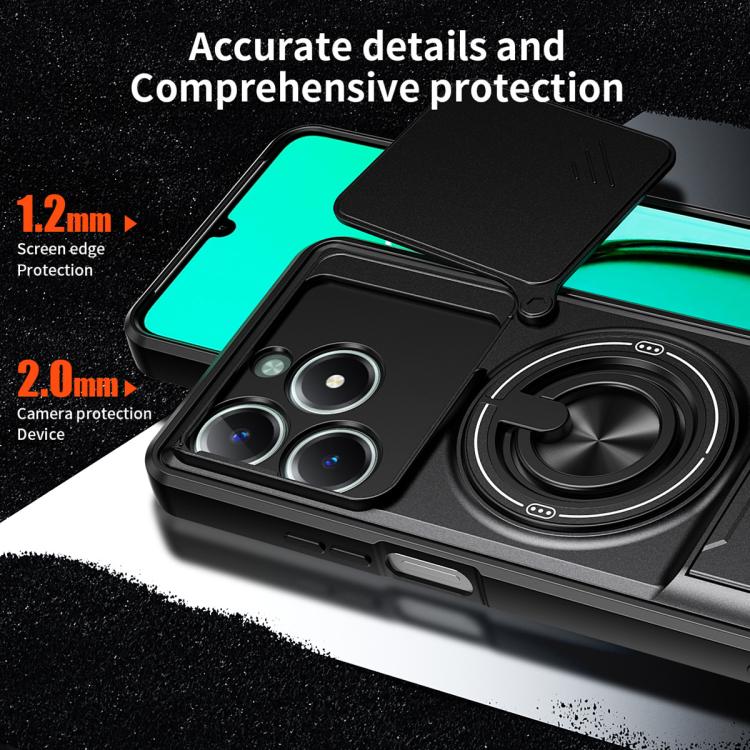 For Realme C61 4G Global / C63 Lens Sliding Window Multifunctional Magnetic Shockproof Phone Case