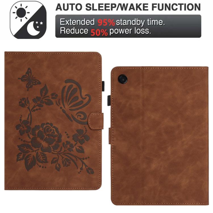 For Samsung Galaxy Tab A11+ / A9+ Butterfly Loves Flowers Embossed Leather Smart Tablet Case