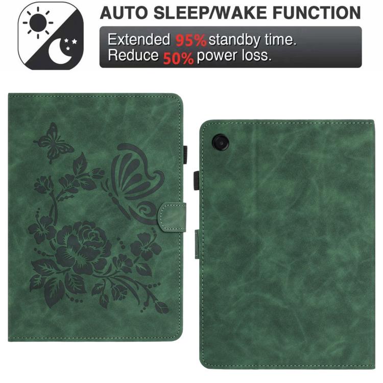For Samsung Galaxy Tab A11+ / A9+ Butterfly Loves Flowers Embossed Leather Smart Tablet Case