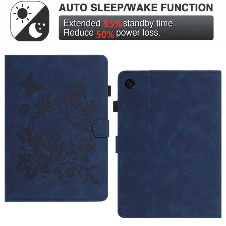 For Samsung Galaxy Tab A11+ / A9+ Butterfly Loves Flowers Embossed Leather Smart Tablet Case