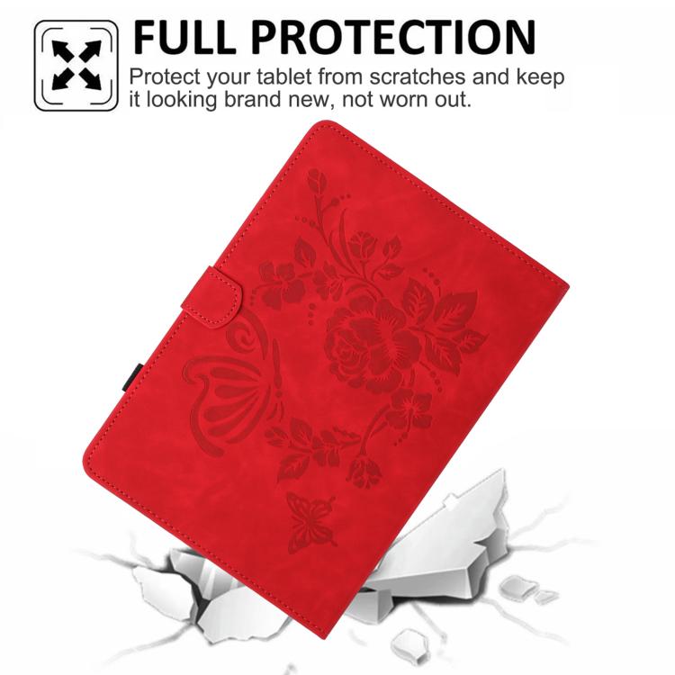 For Samsung Galaxy Tab S9 / S9 FE Butterfly Loves Flowers Embossed Leather Smart Tablet Case