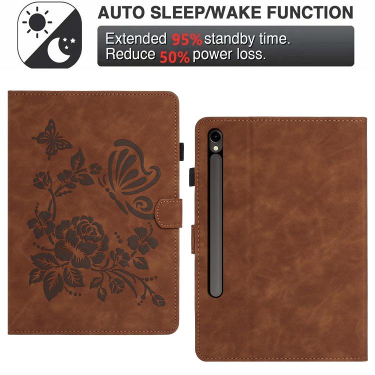 For Samsung Galaxy Tab S10 FE+ Butterfly Loves Flowers Embossed Leather Smart Tablet Case