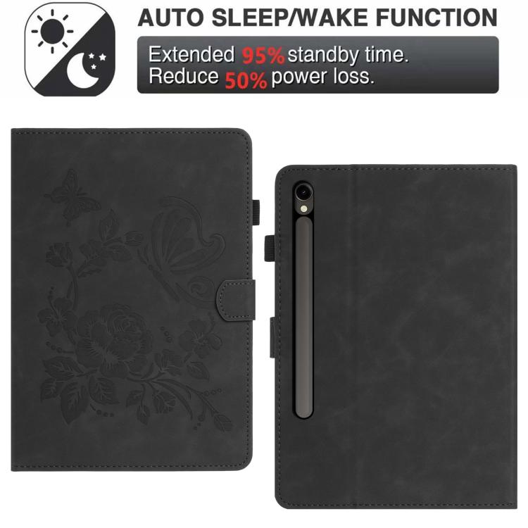 For Samsung Galaxy Tab S10 FE+ Butterfly Loves Flowers Embossed Leather Smart Tablet Case