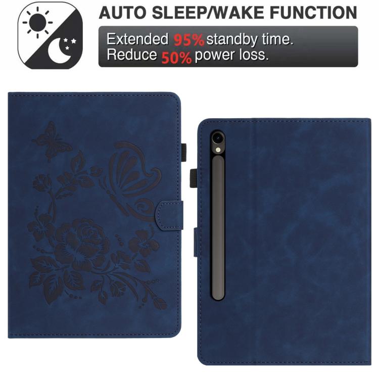For Samsung Galaxy Tab S10 FE+ Butterfly Loves Flowers Embossed Leather Smart Tablet Case